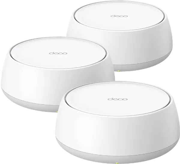 Three TP-Link Deco BE25 mesh units
